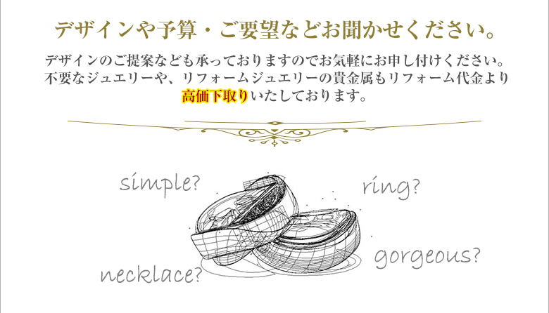デザインや予算・ご要望などお聞かせください。